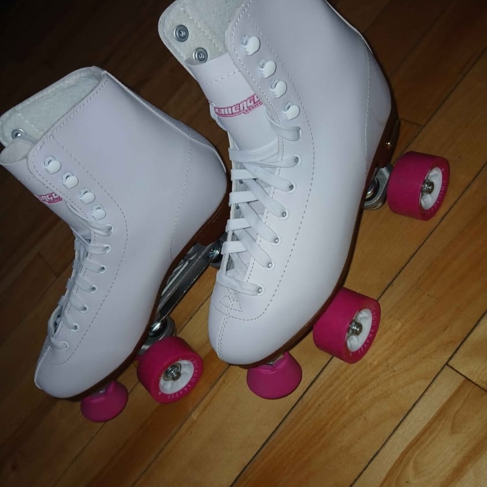 White Roller Skates with Pink Wheels